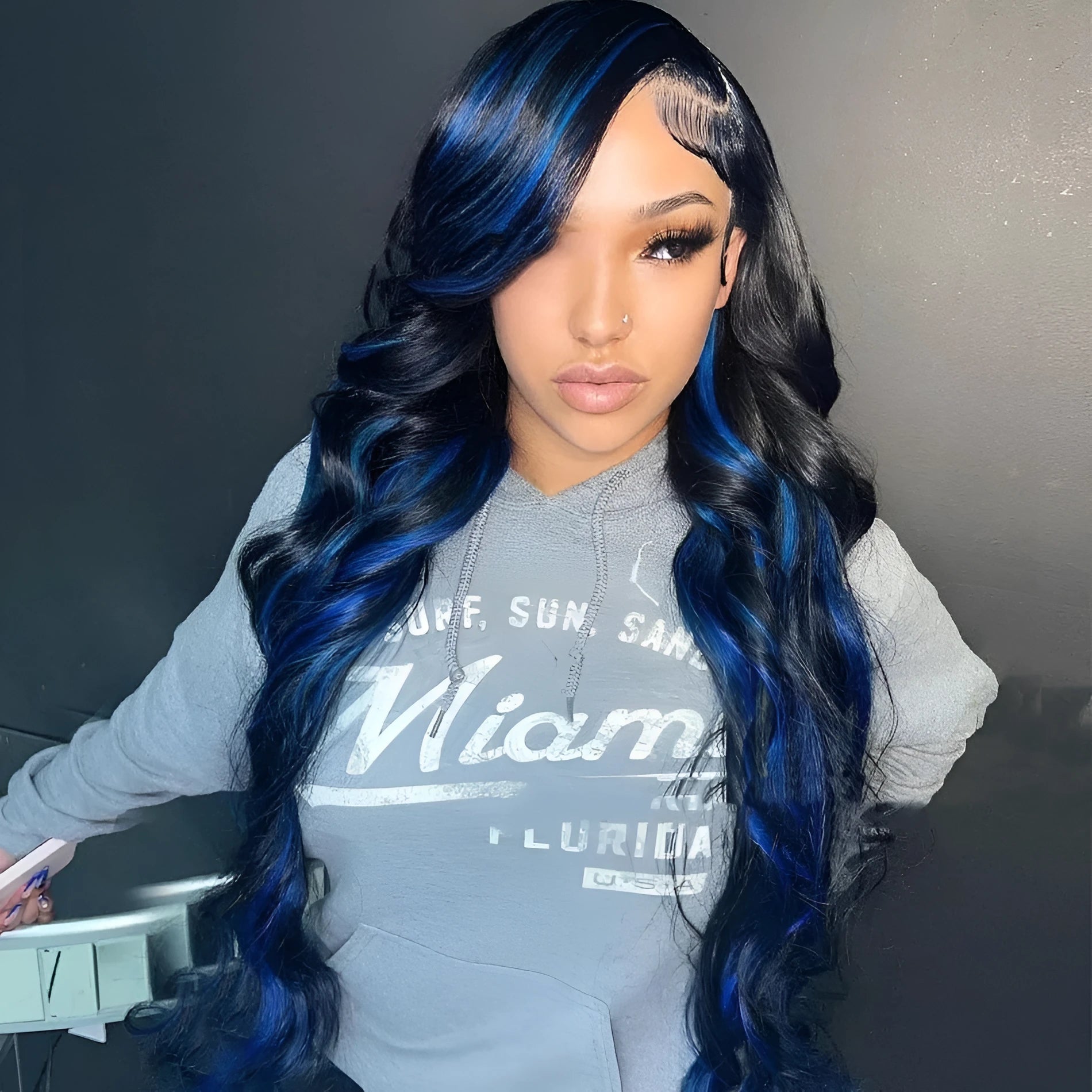 Real human hair lace front wig in star fashion style with 4x4 lace base