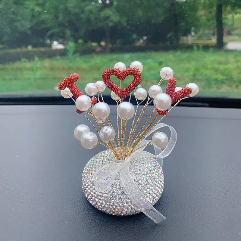 Clay diamond star car console decoration in pearl colours with heart and starry sky motifs