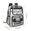 Transparent PVC travel backpack showing contents through clear material in choice of colours