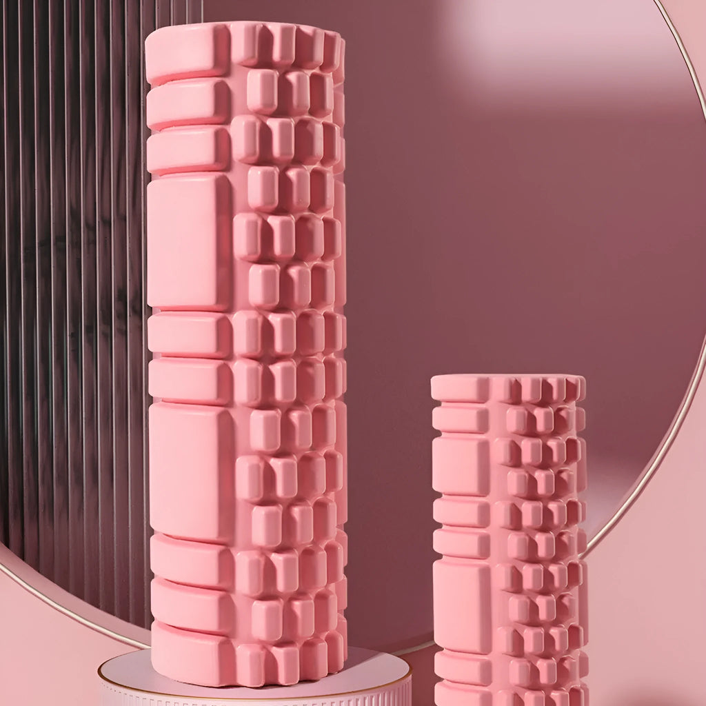 A cylindrical EVA foam roller for fitness and muscle recovery, shown in a selection of available colours.
