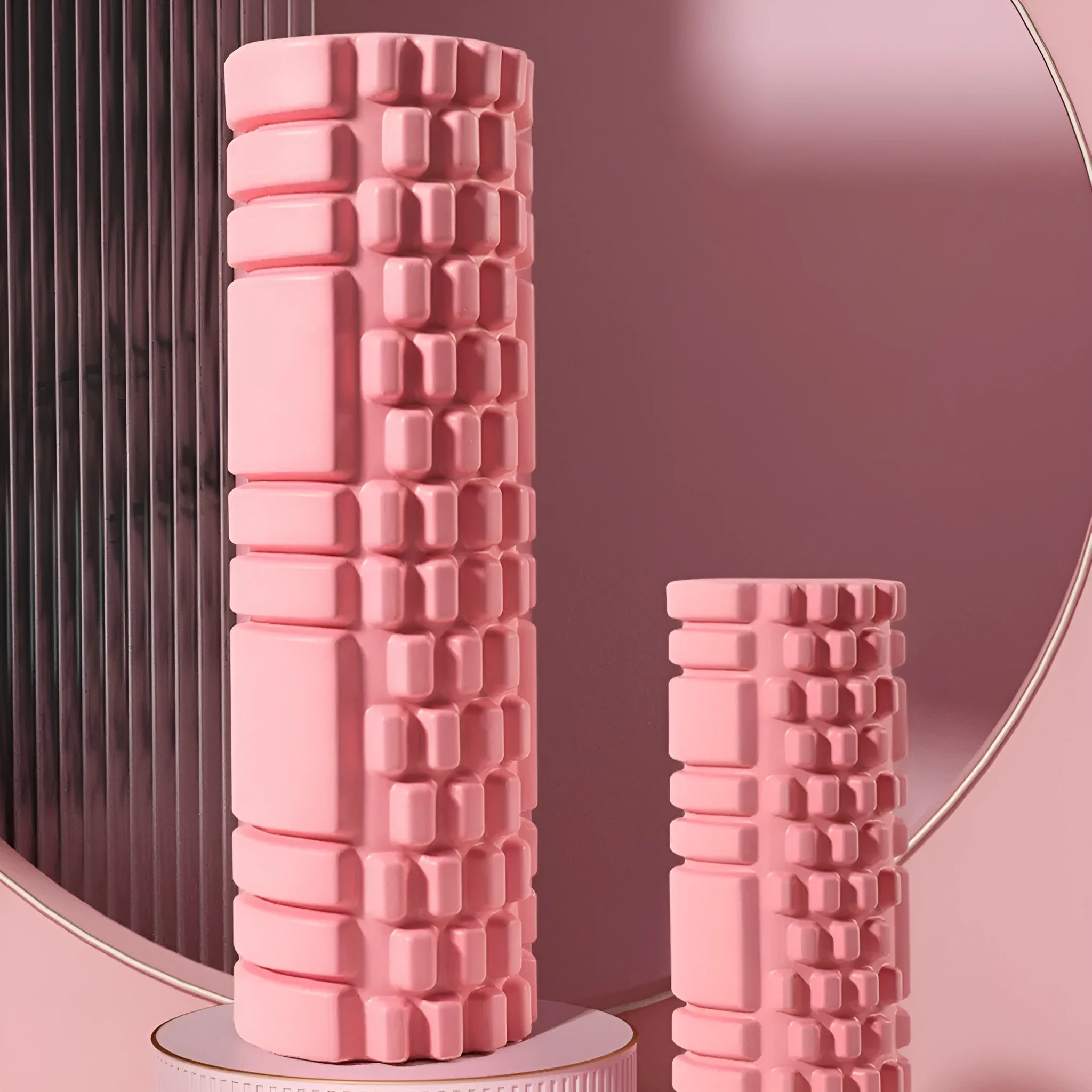 A cylindrical EVA foam roller for fitness and muscle recovery, shown in a selection of available colours.