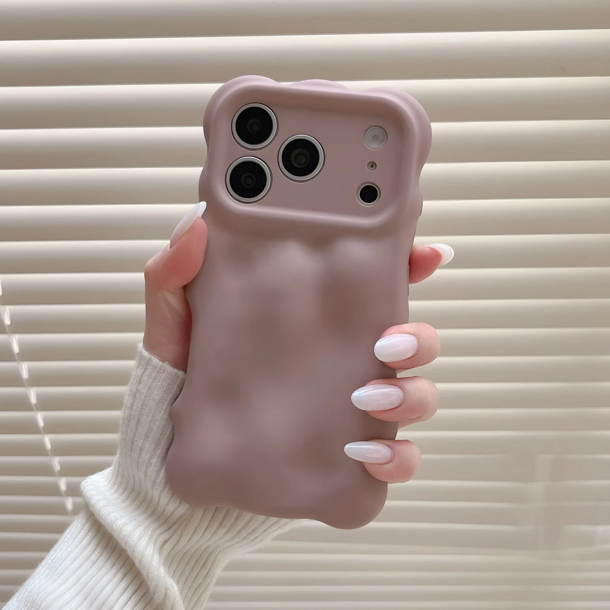 3D meteorite wave TPU phone case with frosted finish in khaki, pink, purple, wine red for iPhone 13 to 17 series