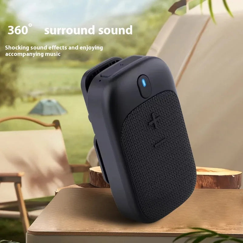 Lewoke wireless Bluetooth mini hiking speaker in black with compact design and subwoofer
