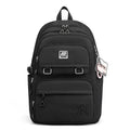 Girls' large nylon backpack in a solid colour showing curved back panel and front pocket.