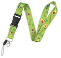 Cartoon avocado fruit printed polyester mobile phone lanyard with adjustable buckle