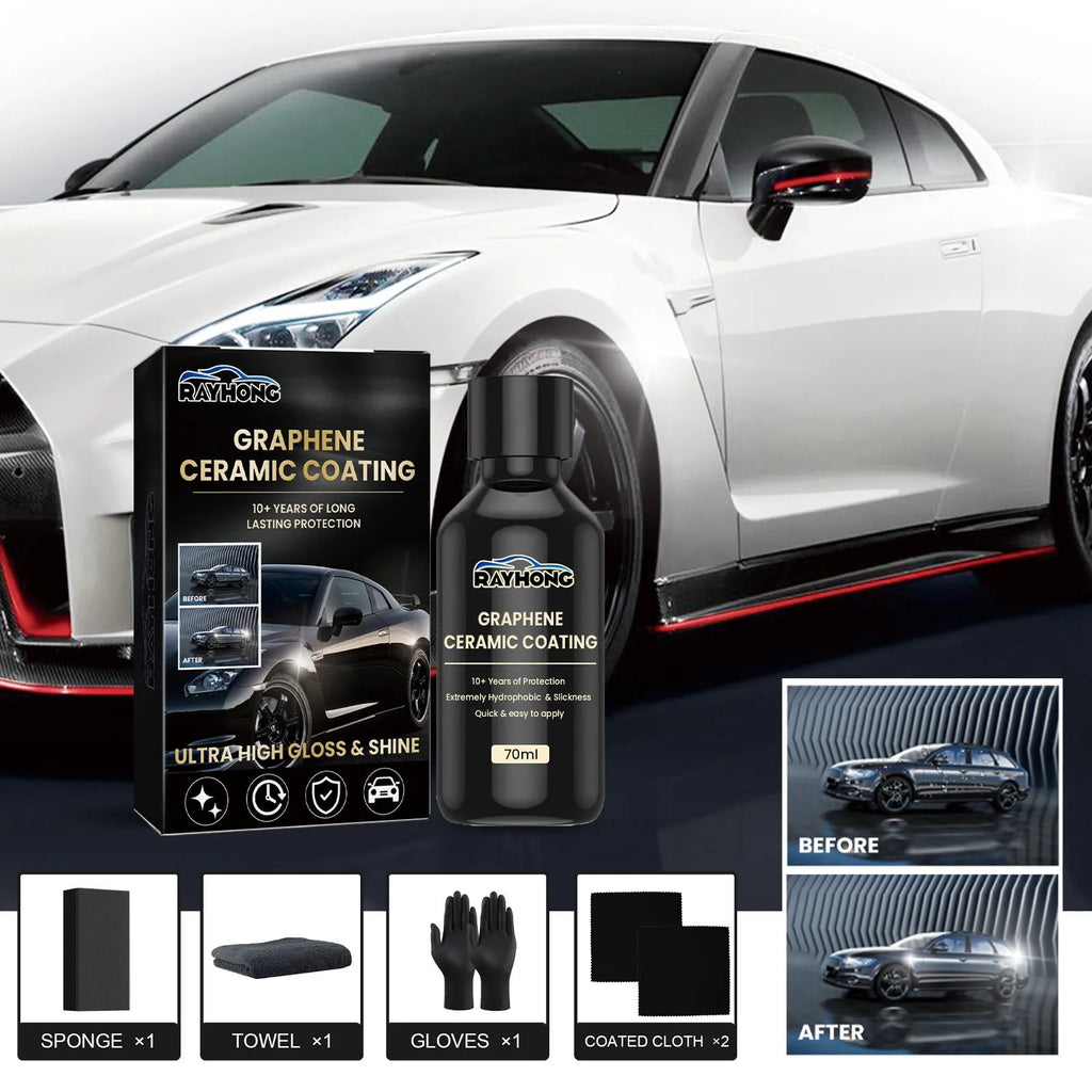 70ml automotive graphene ceramic coating kit with sponge, towel, gloves and cloths