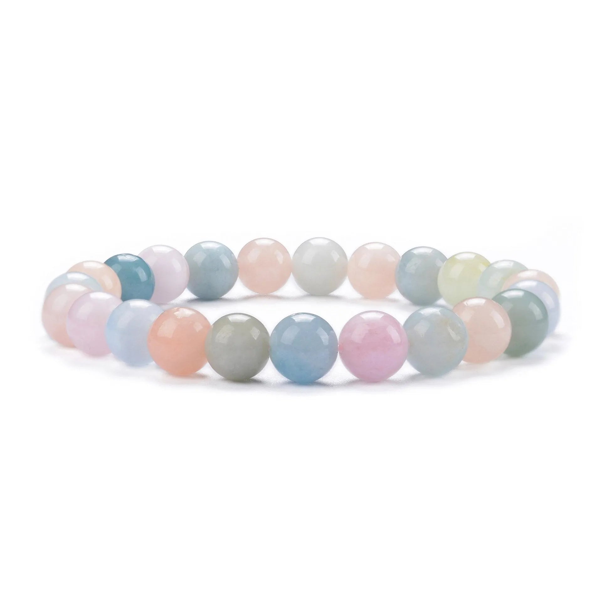Handmade 8mm agate stone bead bracelet for women shown in one of fourteen available colours.