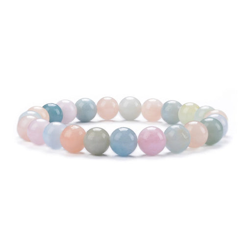Handmade 8mm agate stone bead bracelet for women shown in one of fourteen available colours.