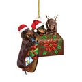 8cm plastic acrylic cartoon sausage dog Christmas ornament in rough stone colour