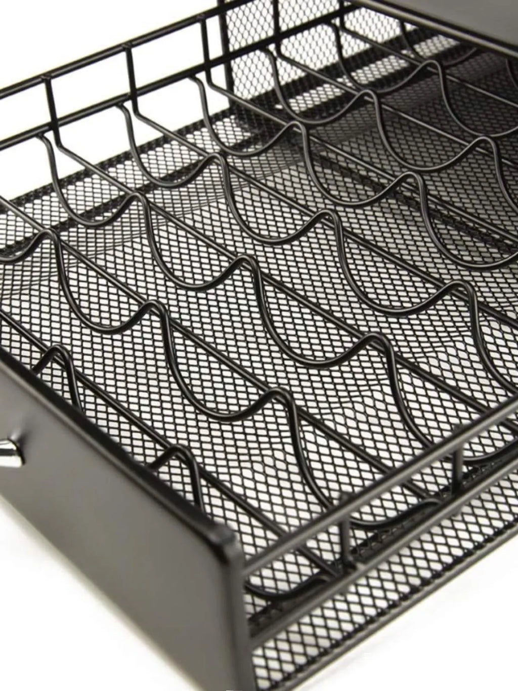 Coffee capsule storage drawer with tempered glass top, holding 40 capsules, black handle, modern simplicity style