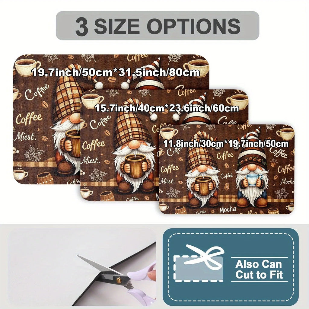 Square PVC kitchen countertop water draining pad with K Coffee Time letter design in 30x40cm size