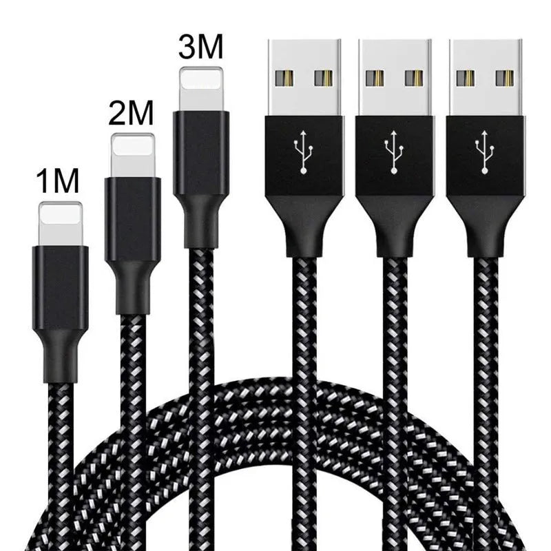 Braided Micro USB fast charging cable for Android phones in black and blue, showing length.