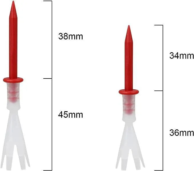 Plastic golf tee in mixed colour, 83mm and 70mm lengths, for golf training and fitness equipment.
