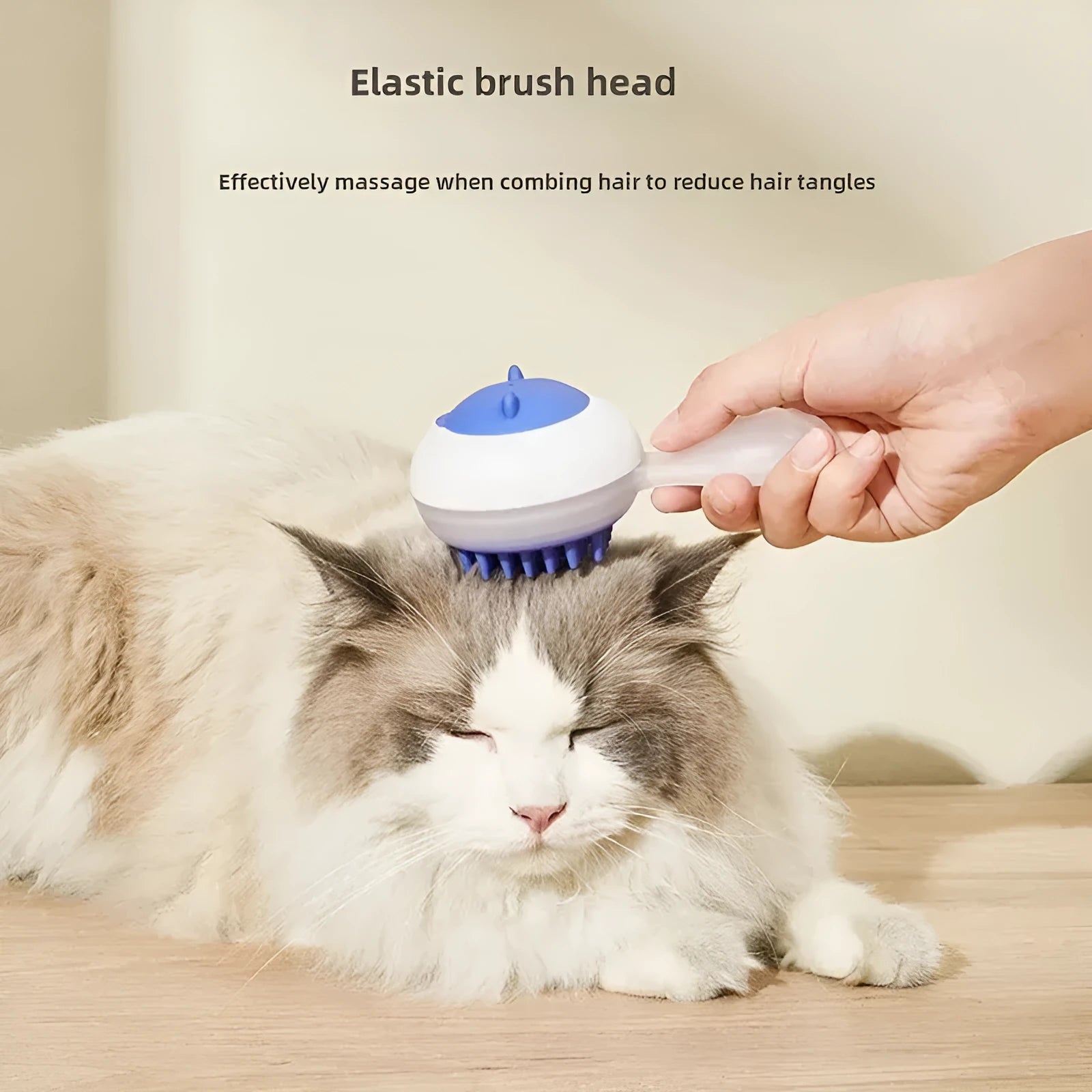 Automatic cleaning pet bath brush with soft gel massage nodes in blue and orange colour options