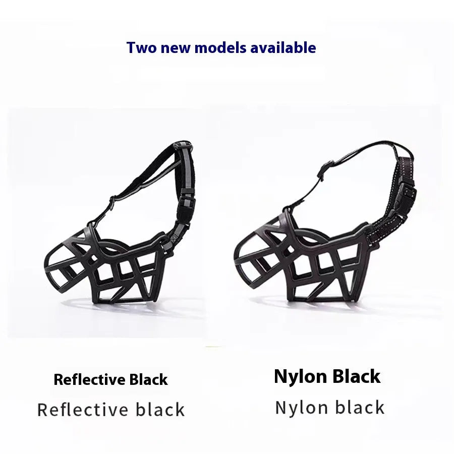Upgraded dog mouth cover anti-bite muzzle in black for small medium and large dogs plastic construction size 1 to 6