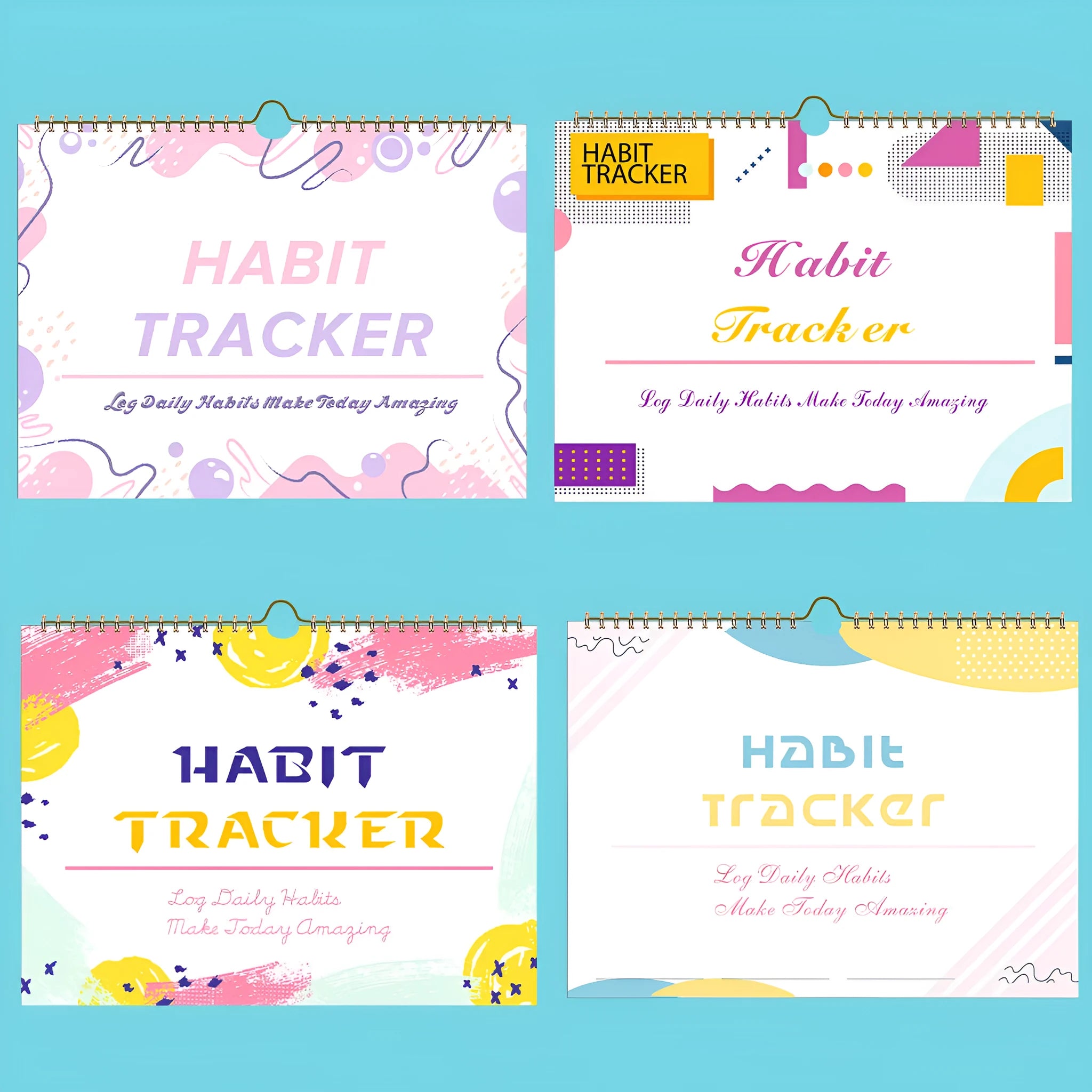 A4 habit tracking notebook with 12 pages in multiple colour options