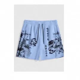 Men's loose fit micro elastic acetate fibre summer shorts in YN1409 style, front view, on display