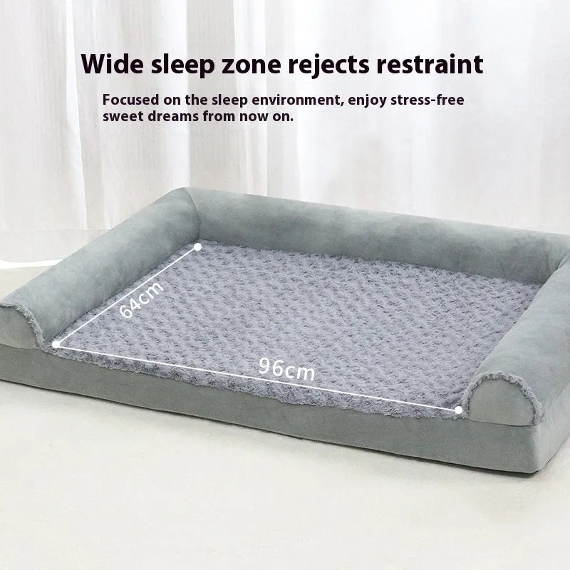 Soft cloth indoor dog kennel in light grey, shown in a large size for a resting dog.