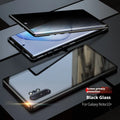 Samsung S24 Plus double-sided magnetic metal flip phone case in black with peep-proof glass back