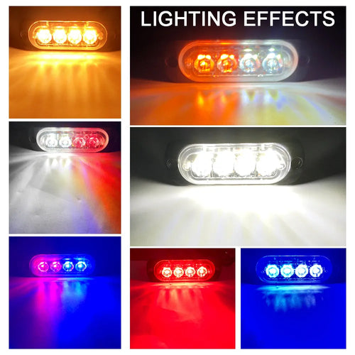 12-24V 4LED strobe side light with insulation film and screws, multiple colour options
