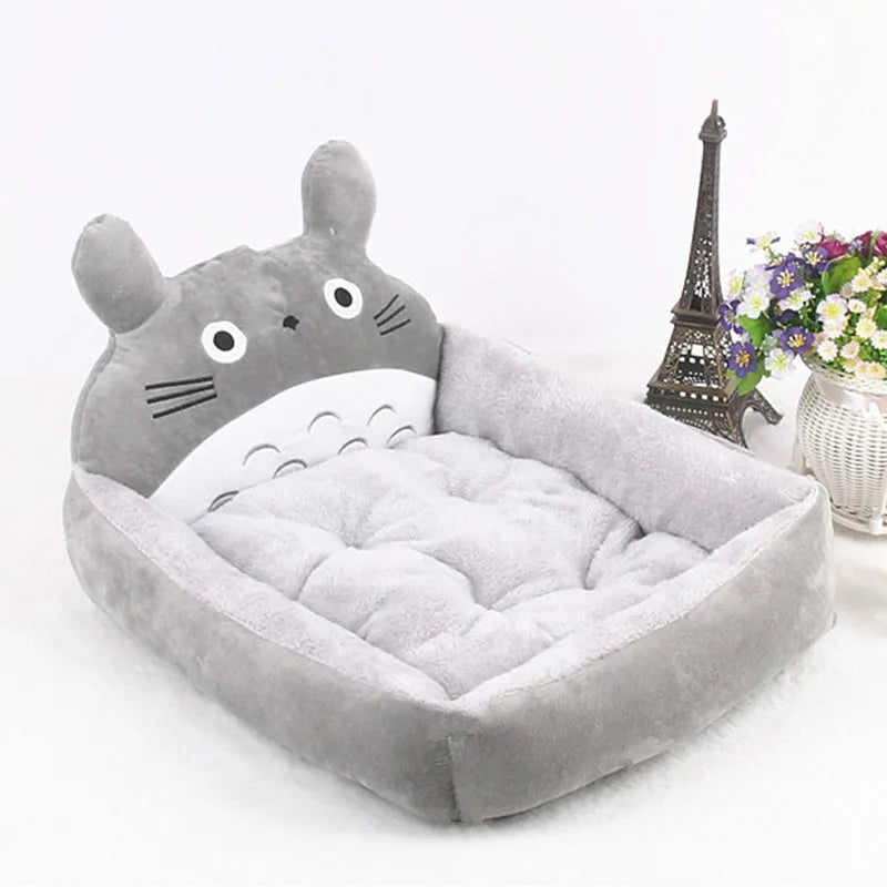 A cartoon-style soft plush pet bed sofa for small dogs and cats, shown in blue colour.