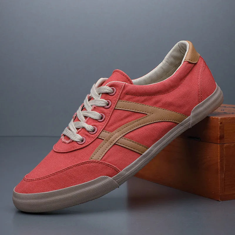 Men's canvas shoes, breathable cloth upper, low top, flat heel, front lace-up, sizes 38-46