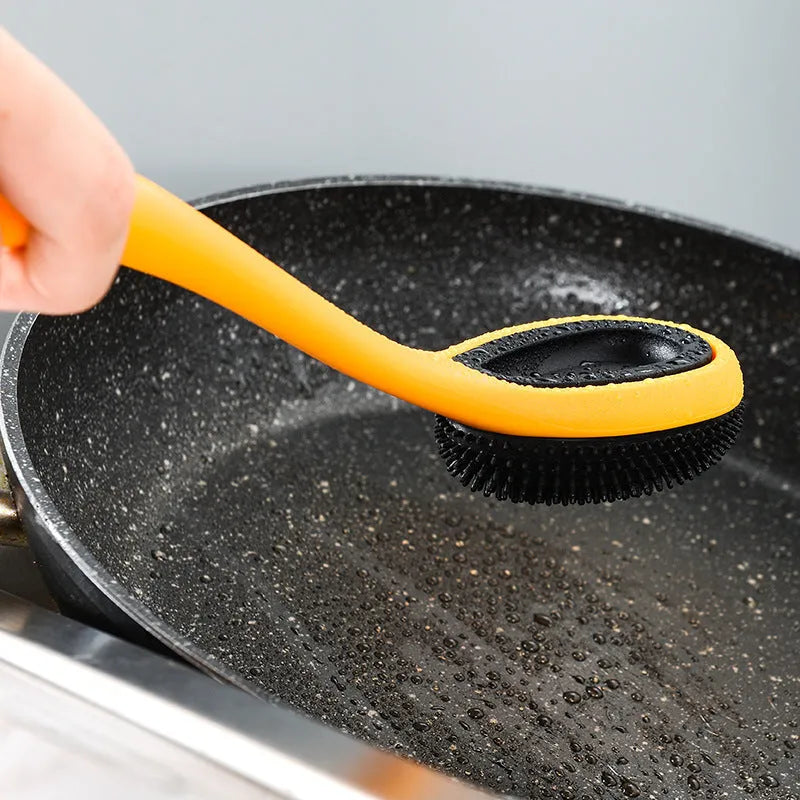Yellow silicone and nylon 4-piece cooking utensil set with spoon and spatula for nonstick cookware