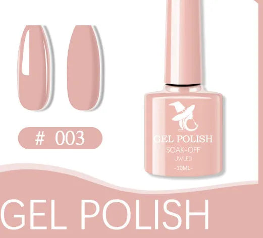 48 colour UV phototherapy plastic gel nail polish set with 7ml bottles in various finishes including glitter and nude shades