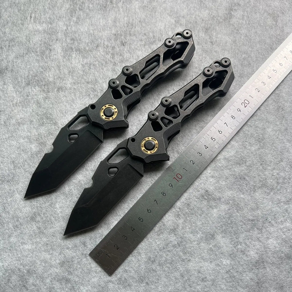 D2 steel folding knife with 9cm blade and 120mm handle, compact outdoor pocket knife