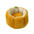 Orange pumpkin-shaped pet nest mat for cats with soft cotton filling in two sizes