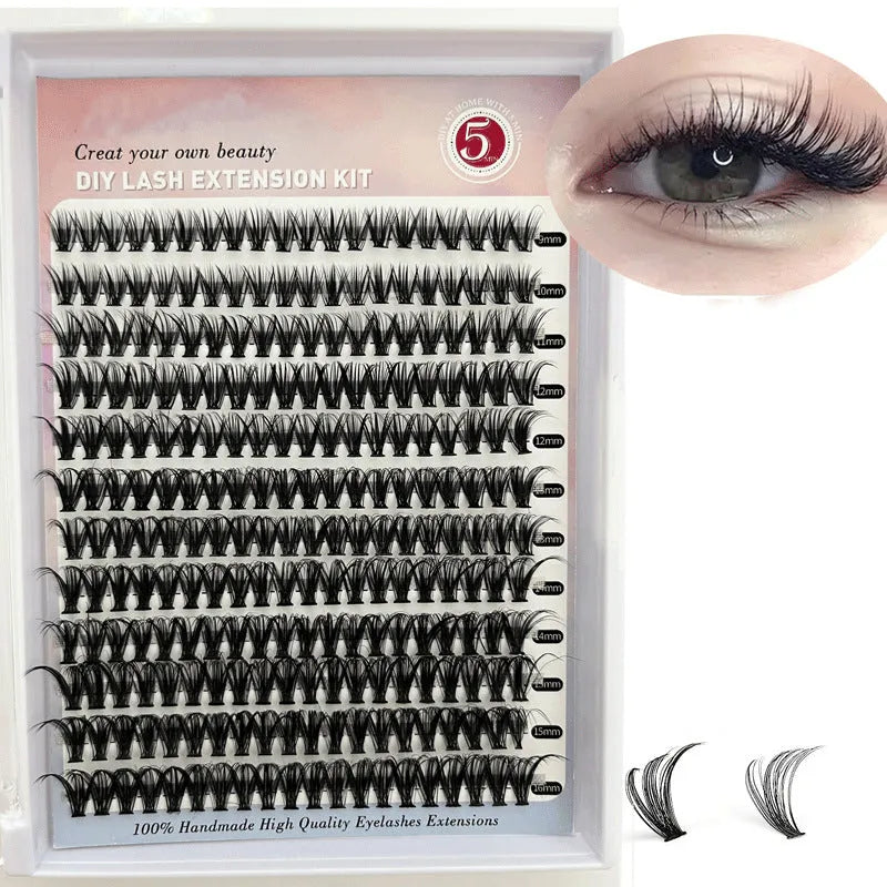DIY mixed package of 30D and 40D cluster false eyelashes with tweezers, lengths 9-16mm
