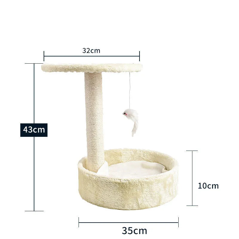 Solid wood cat climbing frame with integrated litter tree in grey colour option