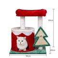 Density plate cat scratching post with integrated toy in Christmas colours