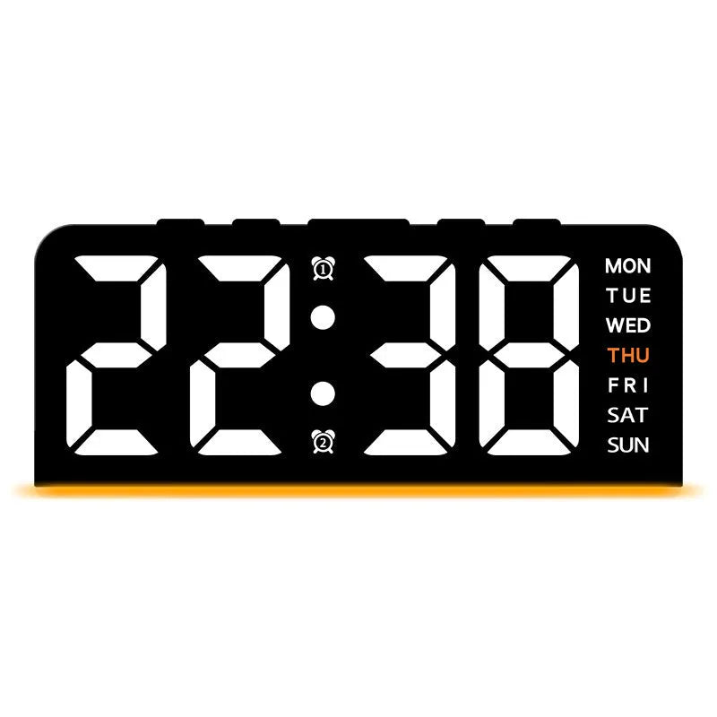 Electronic alarm clock with LED display, plastic shell, 10mm thickness, modern simplicity, colour light options