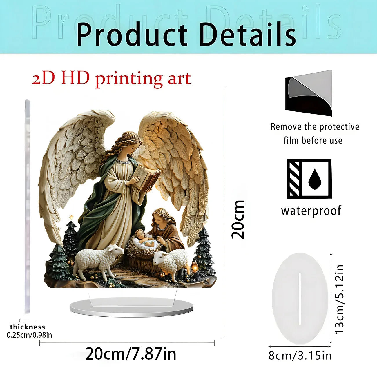 Acrylic flat standing ornament with European-style printed design, suitable for Christmas and Valentine's Day decoration