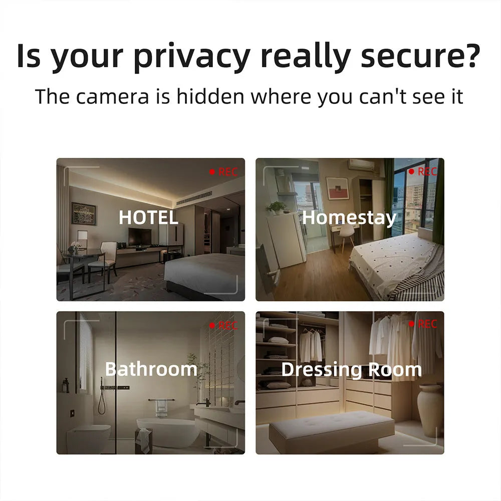 Compact infrared camera detector with filtering lens for hidden camera detection up to 5 metres.