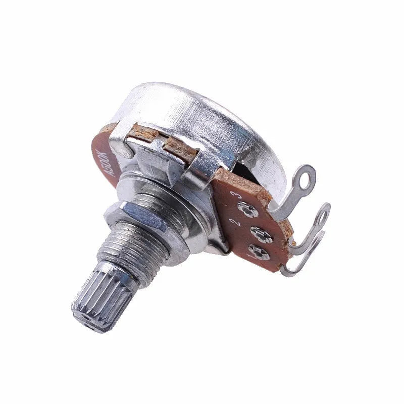 Metal electric guitar potentiometer knob for volume and tone control replacement.