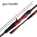 Carbon ultralight fishing rod shown with straight handle and pikestaff handle options, lengths 2.1m and 2.4m.