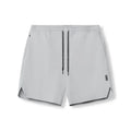 Men's grey seamless sports shorts with knee-length straight-leg design for athletic wear
