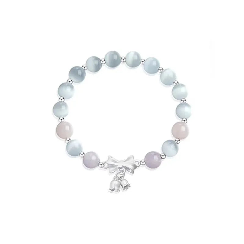 Lavender purple opal crystal bracelet with bowknot design for women