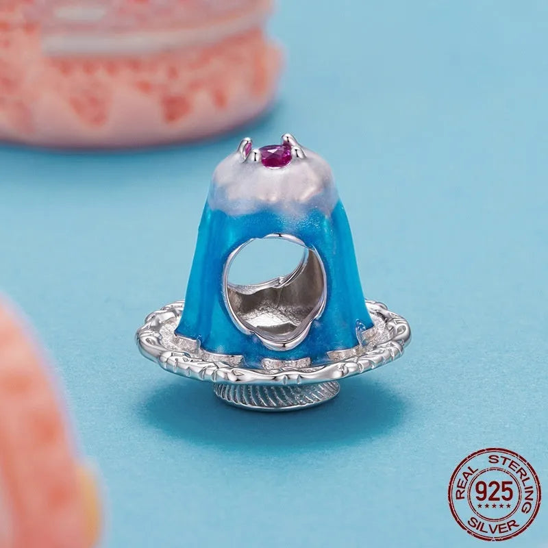 S925 sterling silver dripping pudding bead, 1.2x1.3cm, with 0.45cm aperture on white background