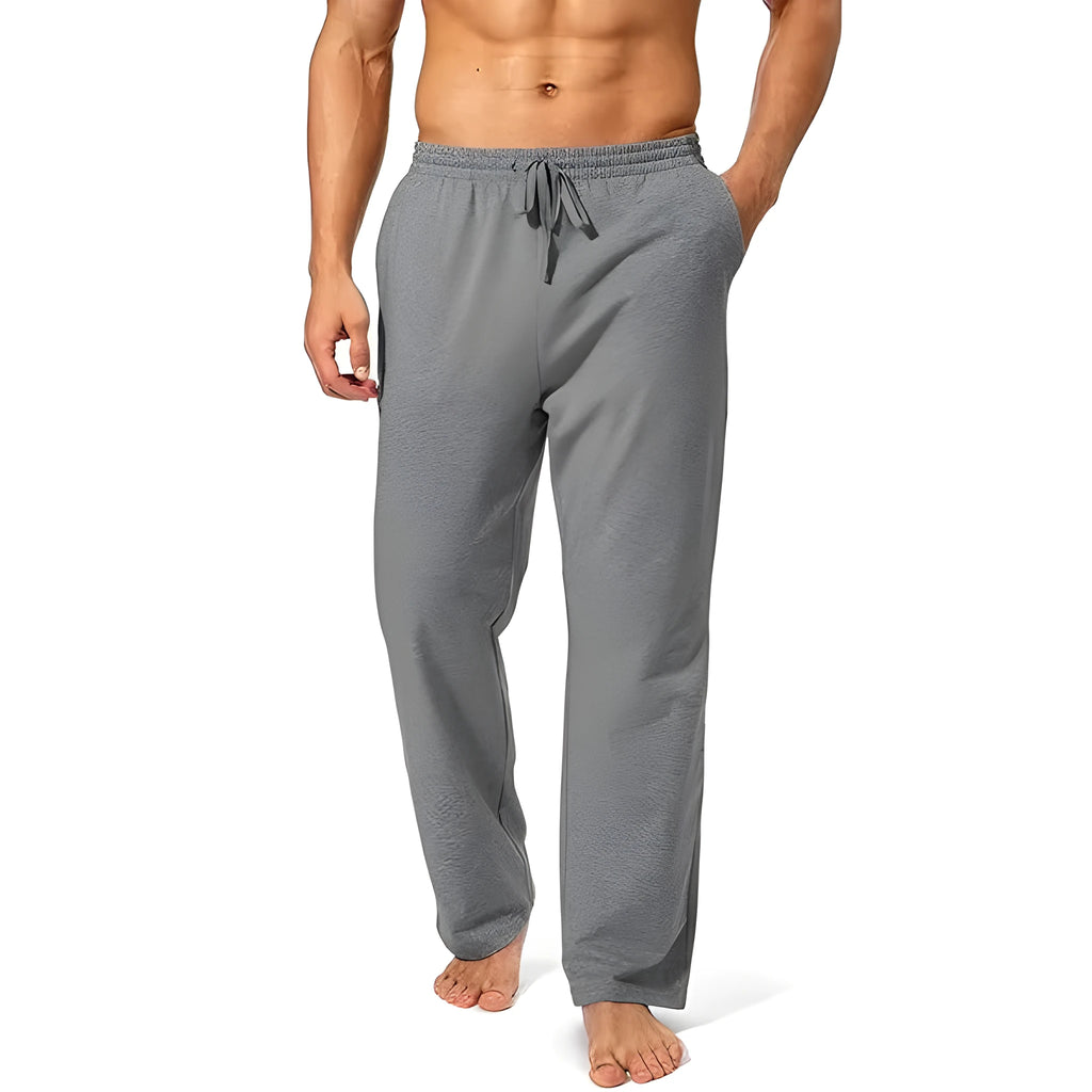 Men's loose fit casual trousers in polyester fabric with quick-drying properties