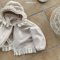 Children's lace hooded zipper sweatshirt in brown solid colour, long sleeves, cotton fabric