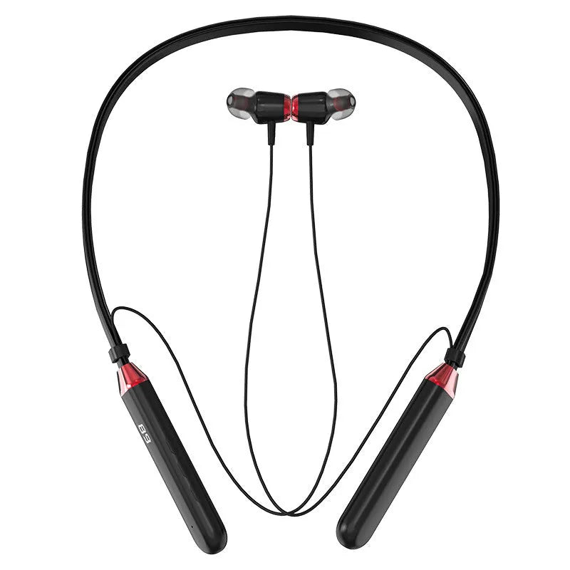 Wireless Bluetooth headset 500mAh neck hanging sports headset black digital display