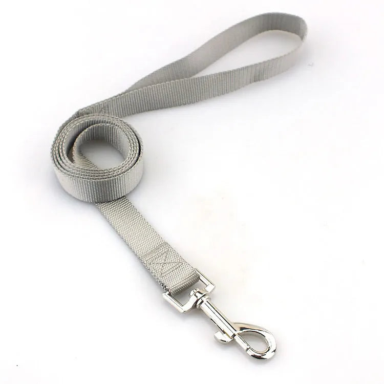 Solid colour nylon dog hand holding rope with adjustable loop handle in multiple colour and width options
