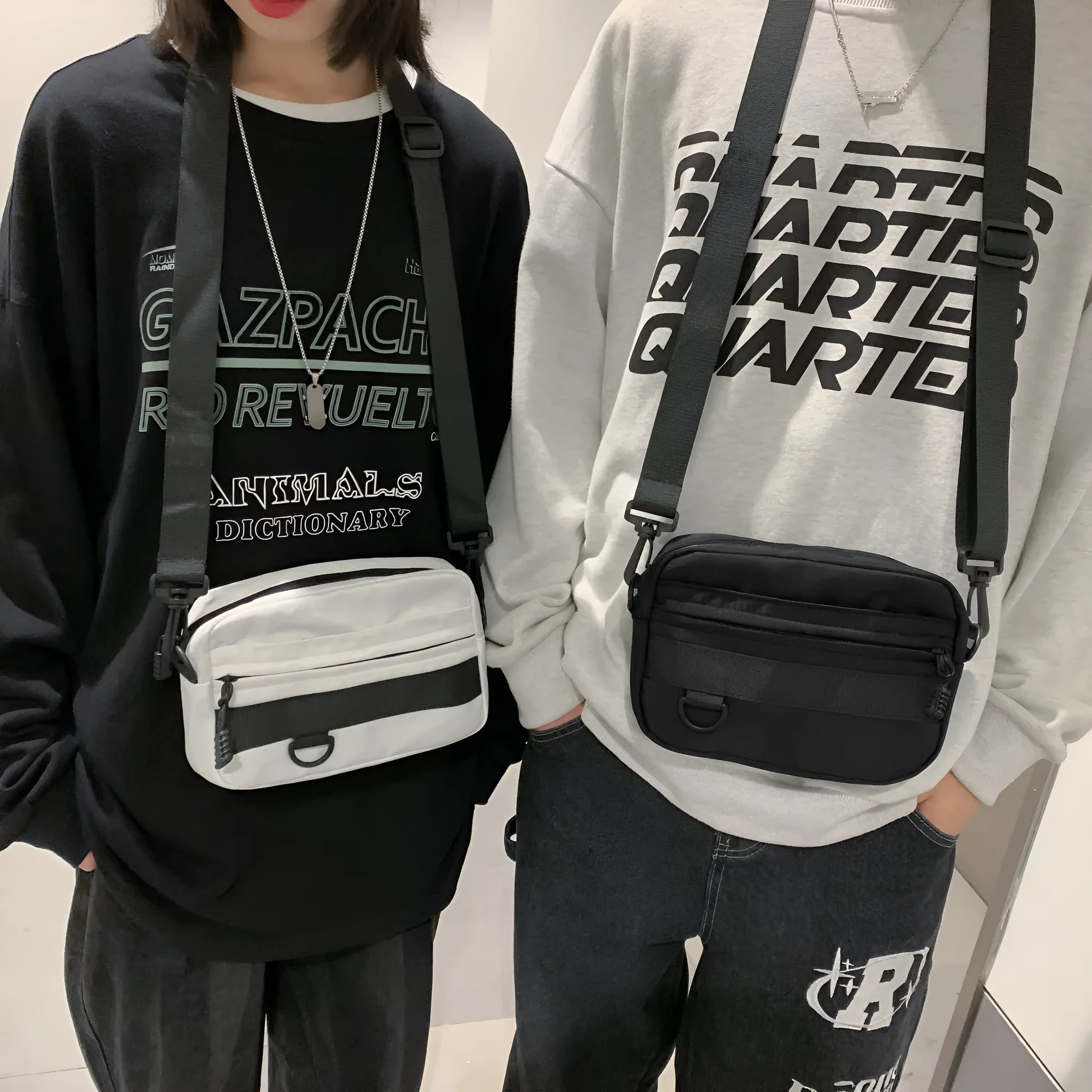 Men's nylon messenger bag in street trend style with crossbody design