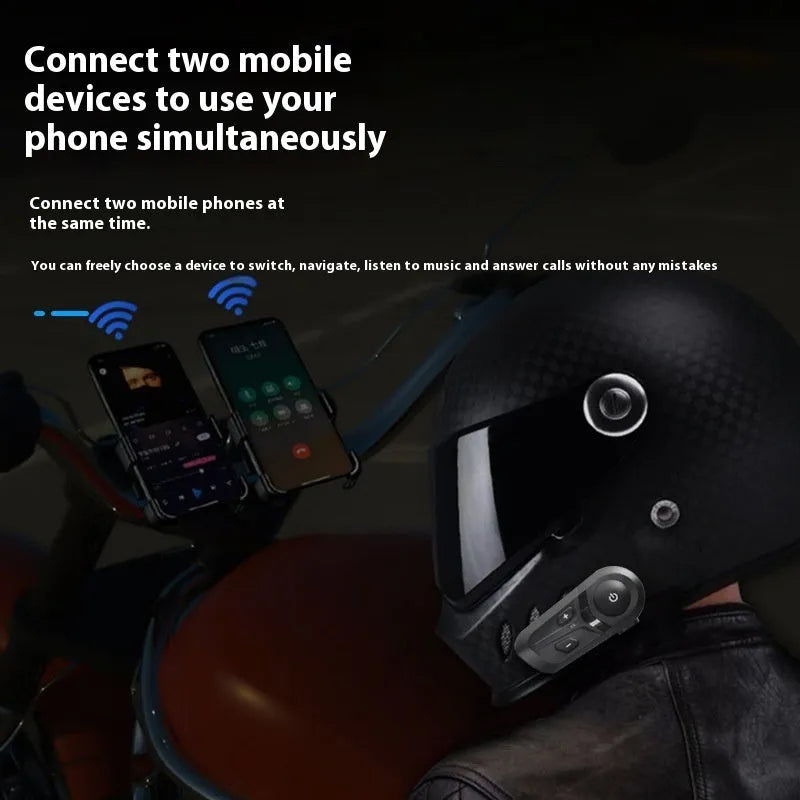 Motorcycle Bluetooth helmet headset with mono earpiece and plastic housing in black hard Maimang colour