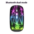 Wireless Bluetooth mouse in black finish showing 5-key layout with metal roller and luminous charging indicator