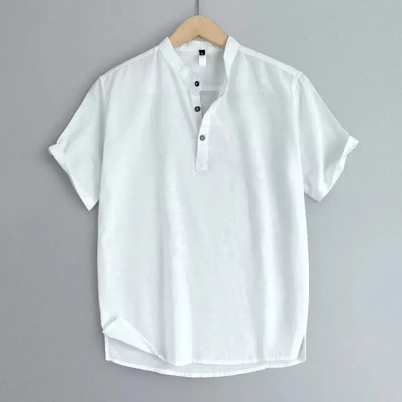 Men's lightweight linen blend t-shirt in solid colour with short sleeves for summer wear
