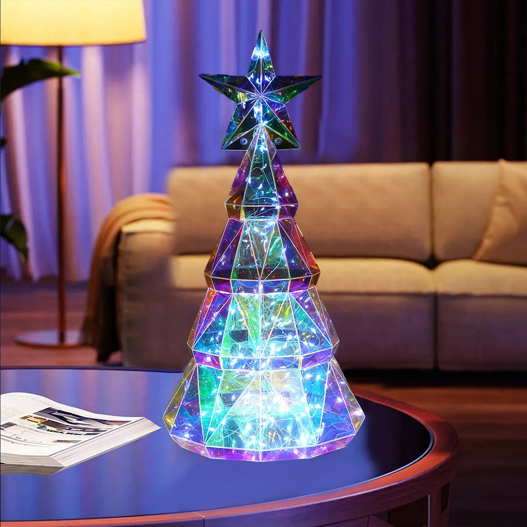 Colourful cartoon Christmas tree light decoration measuring 14.5 by 4.8 by 20 centimetres